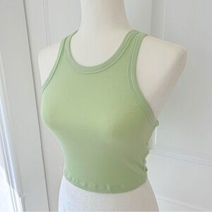 Aritzia Green Ribbed Racerback Tank Top